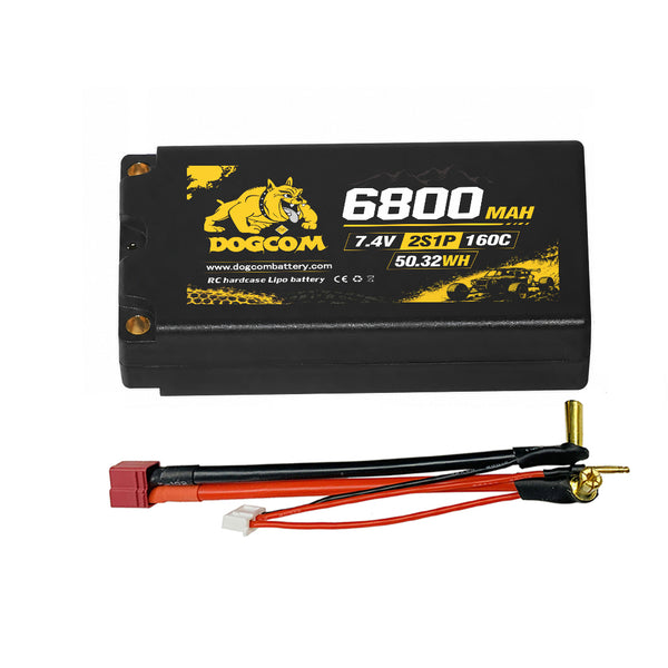 DOGCOM 6800mAh 160C 2S1P HV 7.6V Hardcase 5.0mm RC LiPO Battery T-Plug [DG]